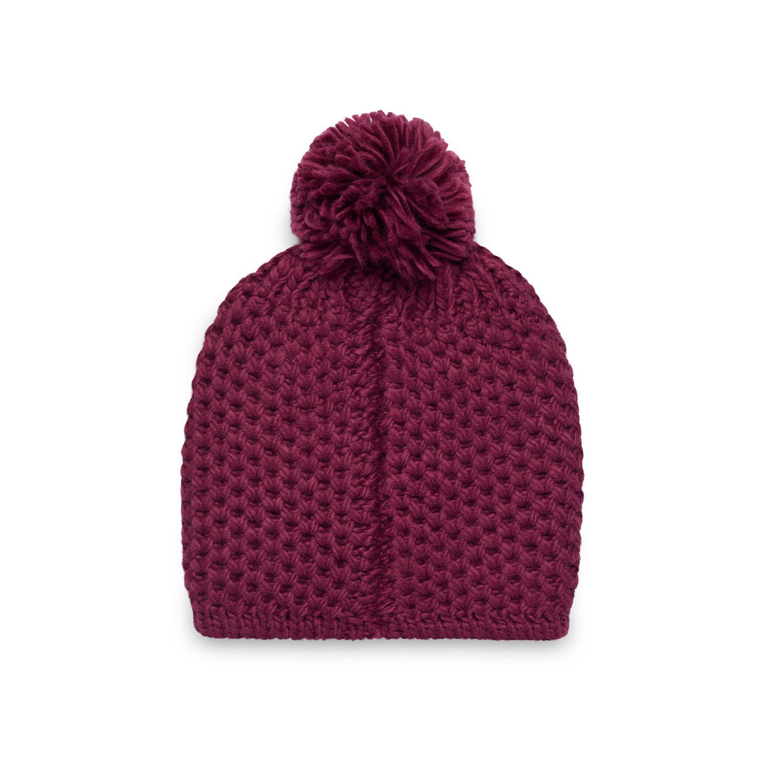 Berretto unisex in maglia acrilica color prugna rossa con fodera in pile main