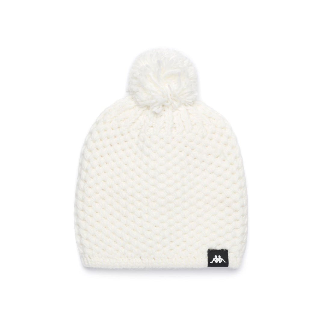 Gorro de punto unisex blanco con forro polar y pompón 01