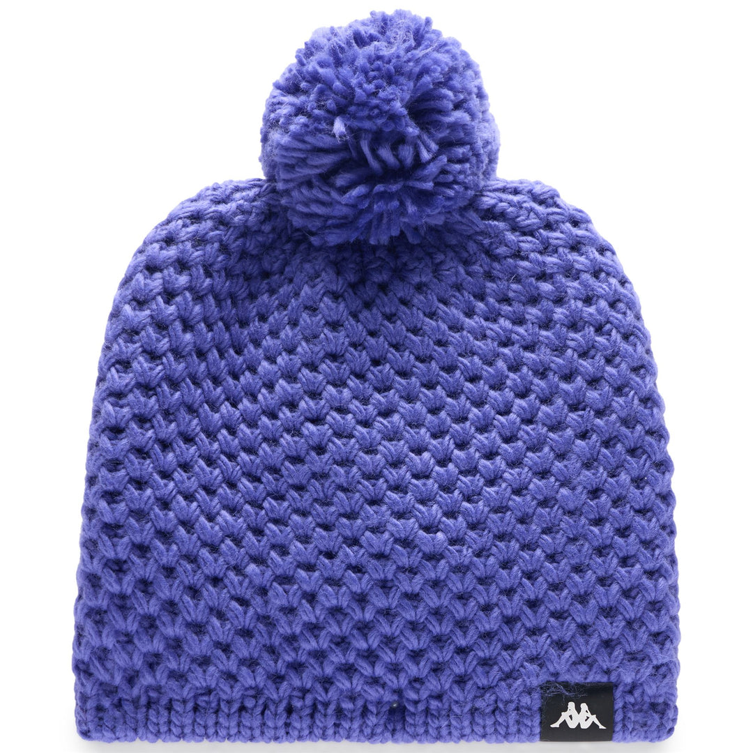 Gorro de esquí unisex azul violeta con forro polar y pompón 01