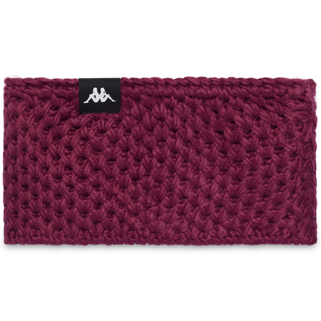 Cappello unisex in maglia rosso prugna con fodera in pile main