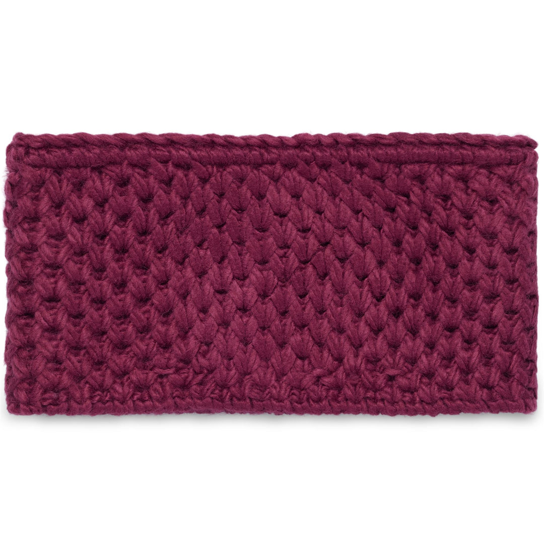 Cappello unisex in maglia rosso prugna con fodera in pile main