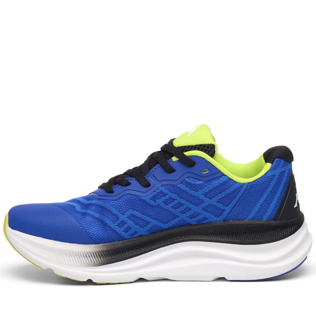 Chaussures de running basses unisexes bleues et vertes à tige jacquard main