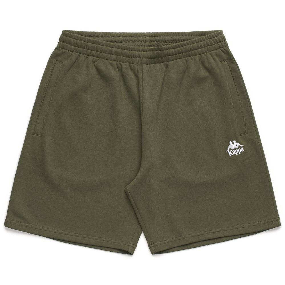 Pantaloncini sportivi da uomo verdi, vestibilità regolare, in cotone biologico. 02