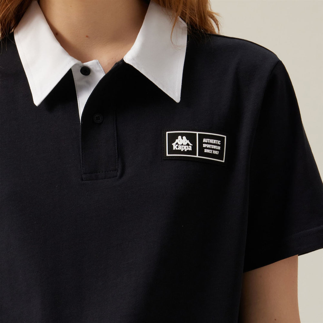 Polo Sportiva Uomo Nera e Bianca con Maniche Corte main