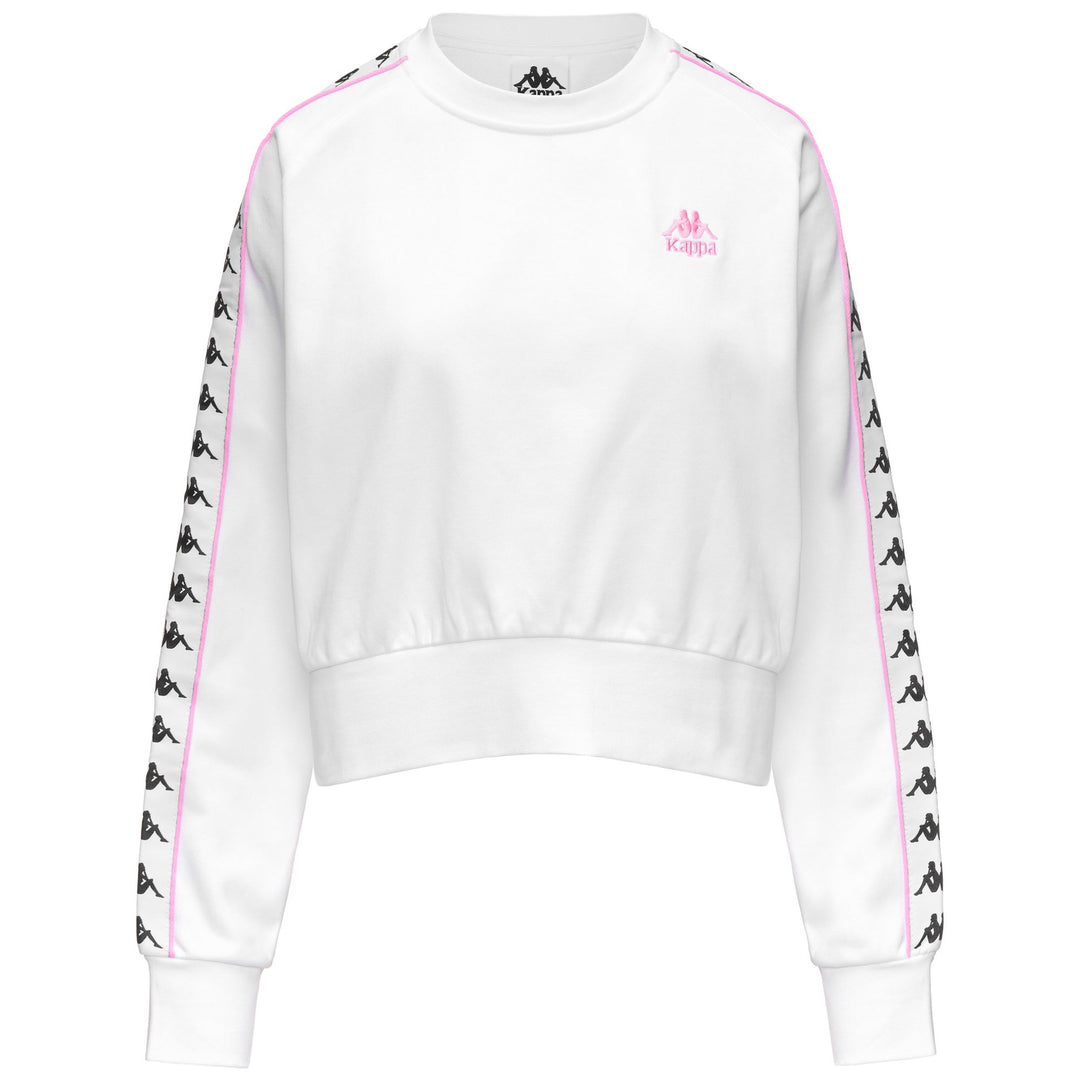Suéter deportivo extragrande de polar para mujer blanco y rosa 01
