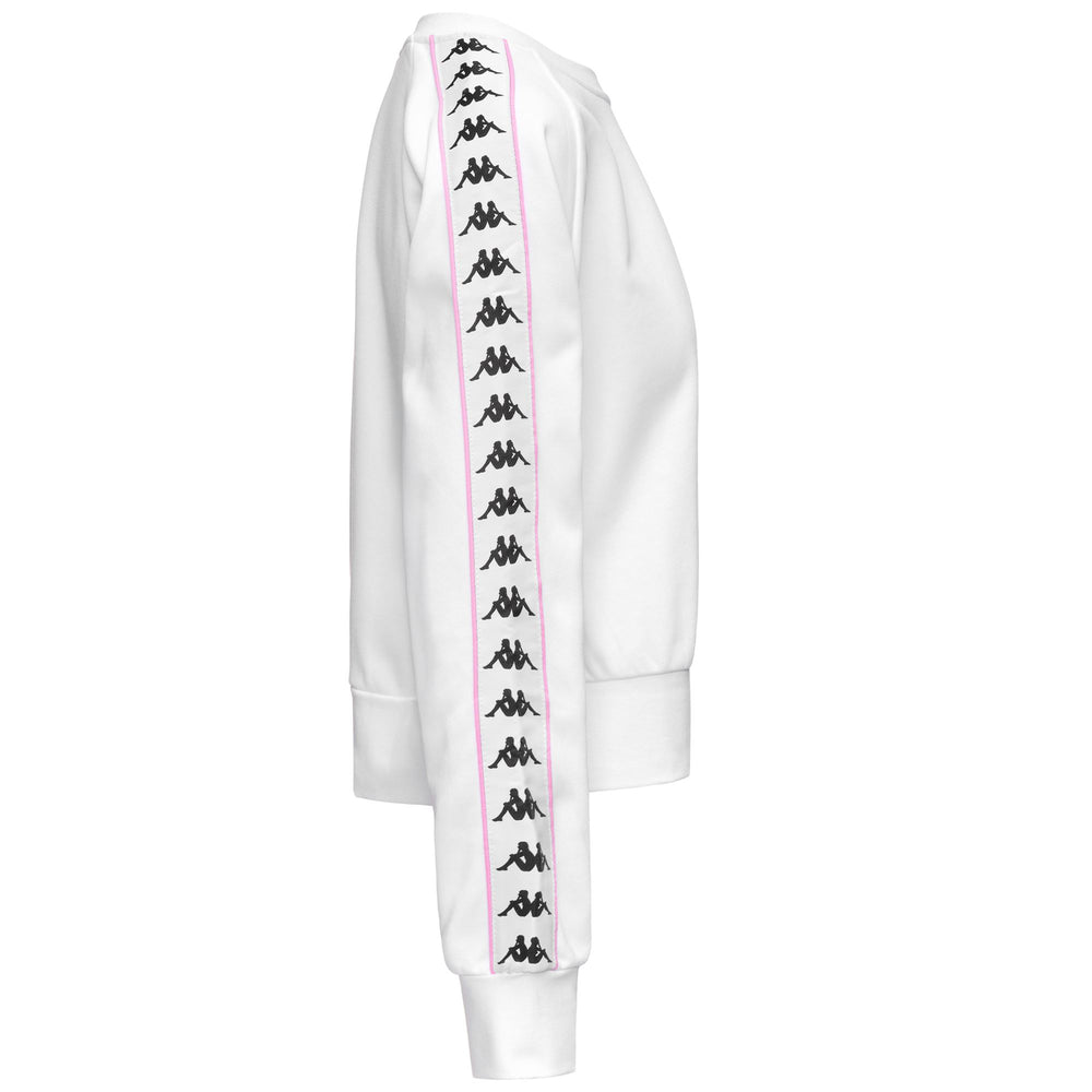 Suéter deportivo extragrande de polar para mujer blanco y rosa 02