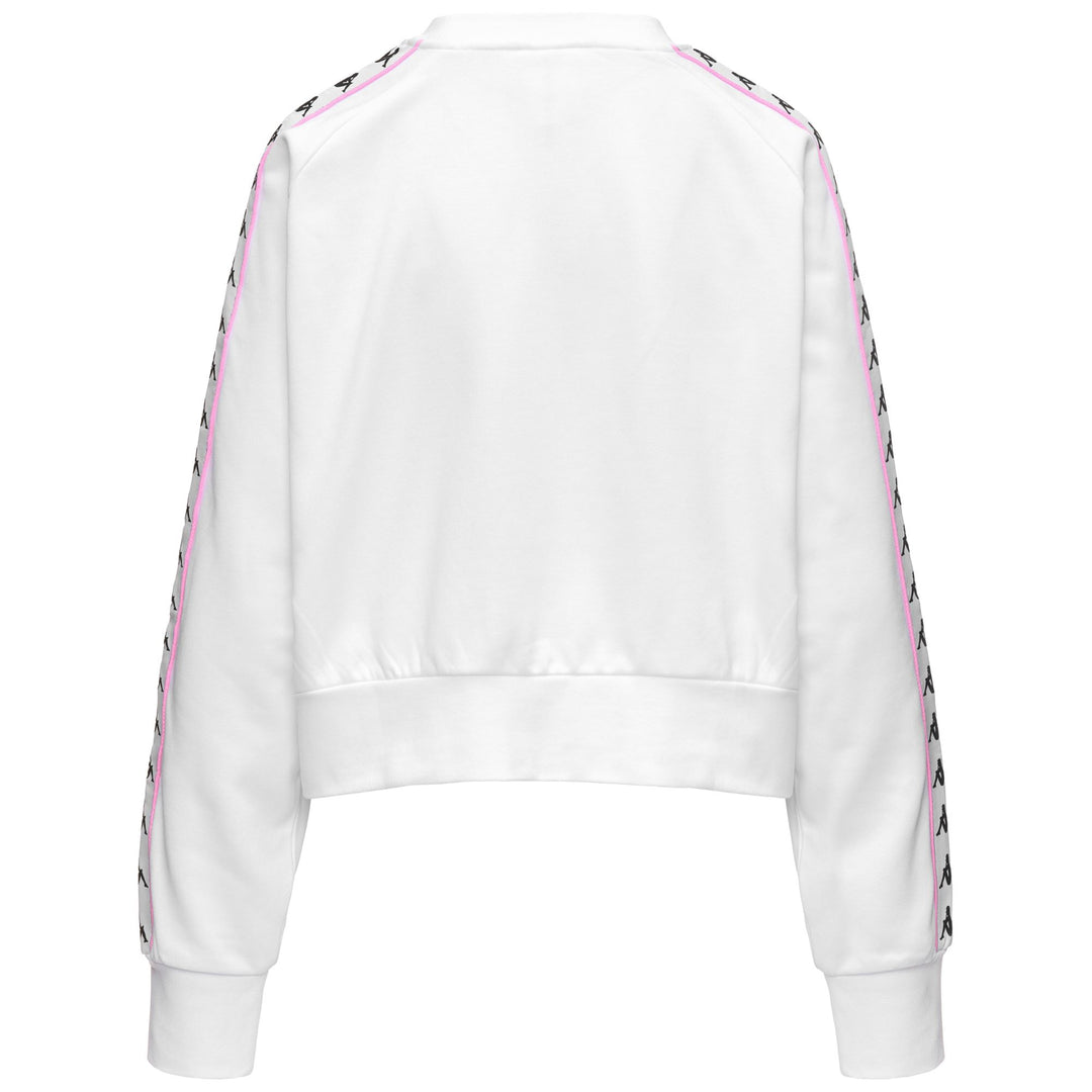 Pull de sport oversize blanc et rose pour femme main