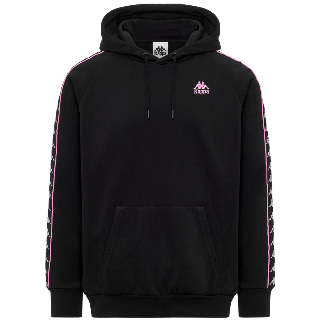 Black Men's Comfort Fit Sportswear Hoodie with Jacquard Tape | Kappa