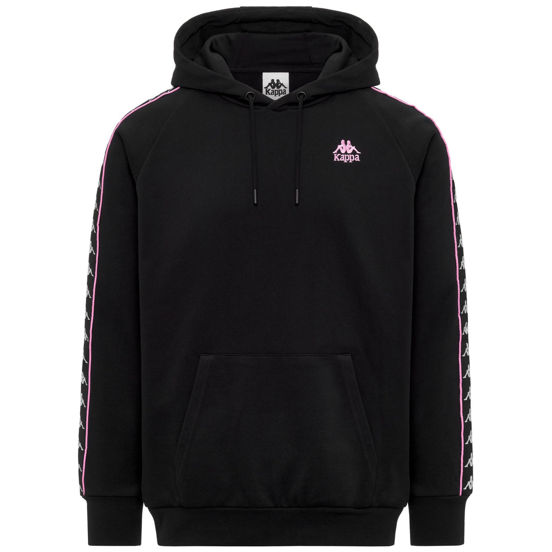 Felpa con cappuccio sportiva nera da uomo con vestibilità comoda e nastro jacquard 01