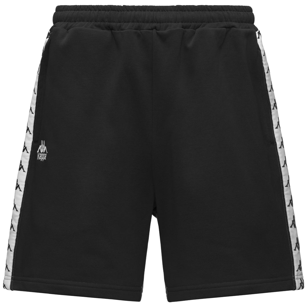 Pantalones cortos deportivos negros de corte cómodo para hombre con cinta jacquard 01