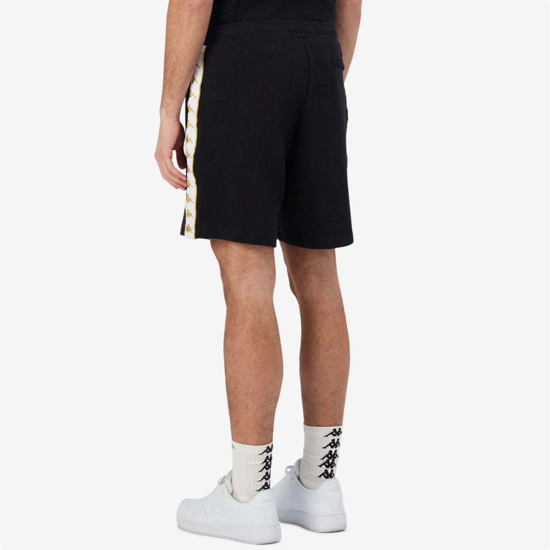 Short de sport noir pour homme, coupe confortable, avec bande jacquard main