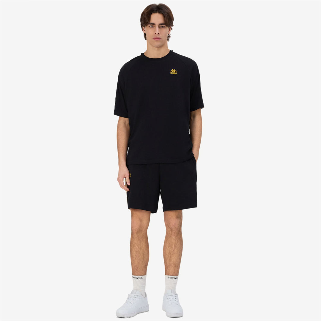 Black Men's Comfort Fit Sportswear Shorts with Jacquard Tape 01