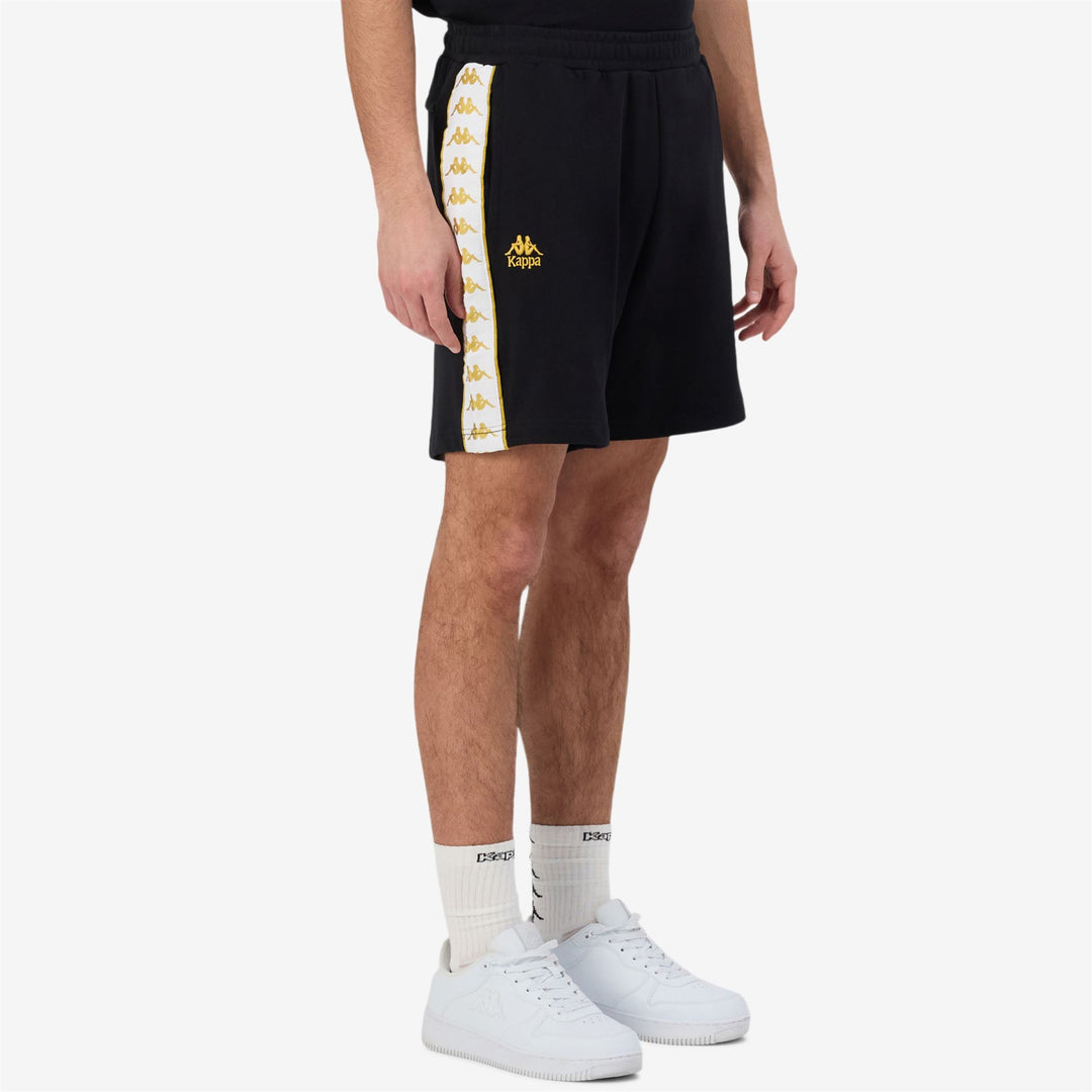 Short de sport noir pour homme, coupe confortable, avec bande jacquard main