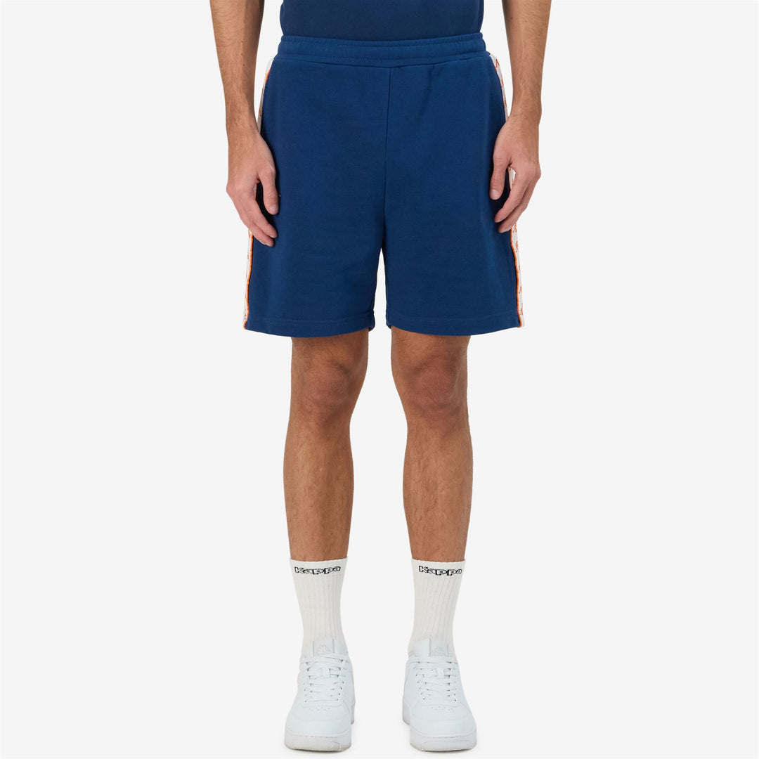 Short de sport bleu pour homme, coupe confortable, avec bande jacquard main
