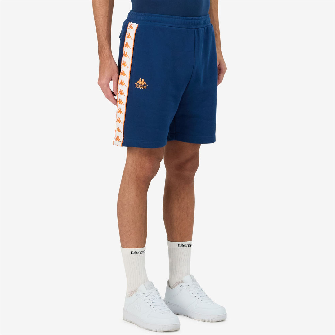 Pantalones cortos deportivos de calle para hombre, color azul oscuro y naranja, con bolsillos main