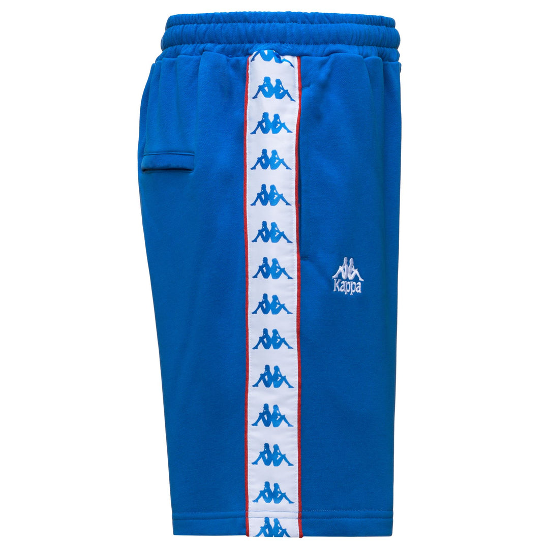 Short de sport bleu pour homme, coupe confortable, avec passepoil main