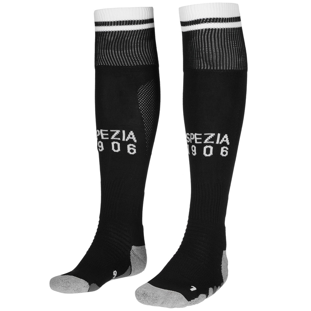 Black and White Men's Knee High Football Socks with Cushioning 01