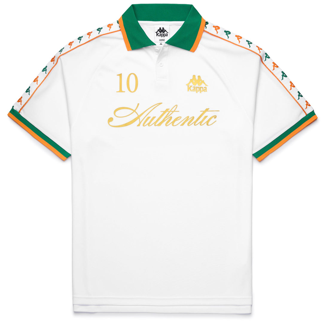 Polo de sport blanc pour homme, coupe confortable, avec bandes jacquard main