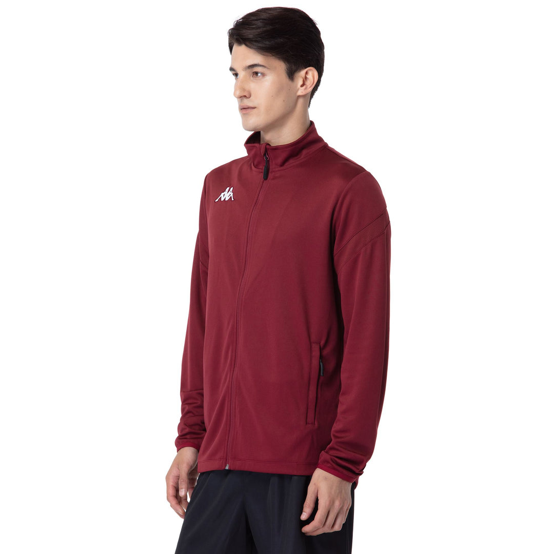 Red Men's Fleece Football Jacket with Slim Fit and Zippered Pockets main