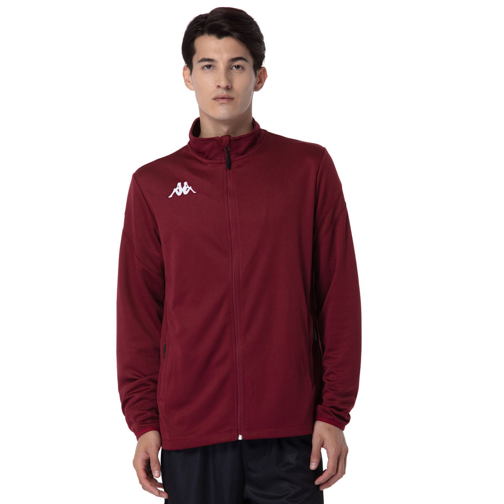 Chaqueta de fútbol polar roja para hombre, corte ajustado y bolsillos con cremallera 02