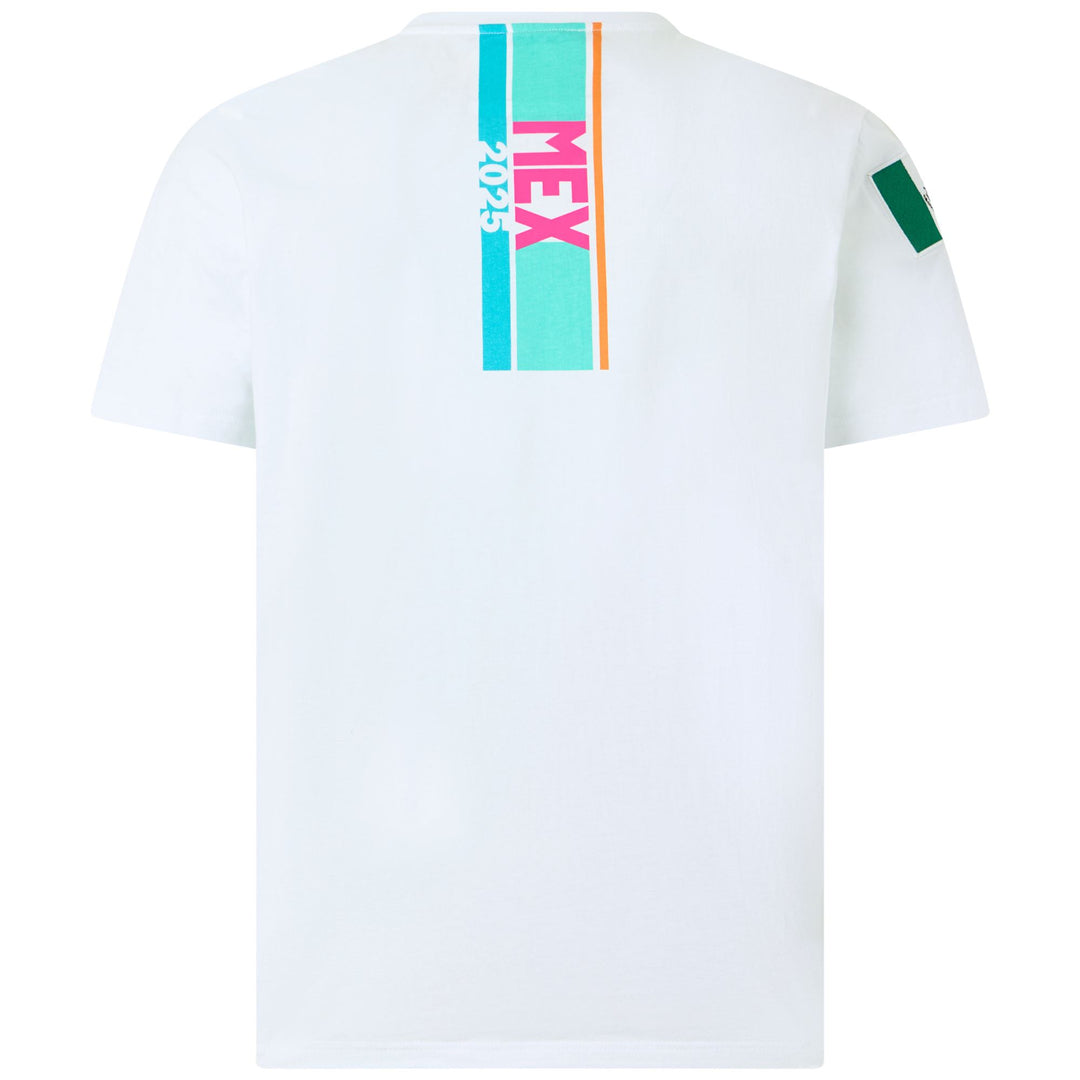 T-shirt bianca da uomo con scollo tondo e grafica con logo Omini main
