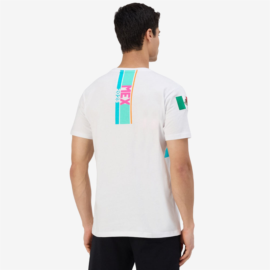 T-shirt de ski blanc pour homme avec motif imprimé main