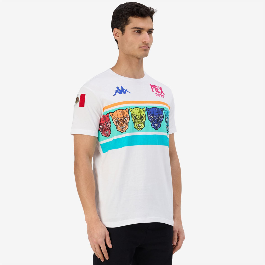 T-shirt de ski blanc pour homme avec motif imprimé main