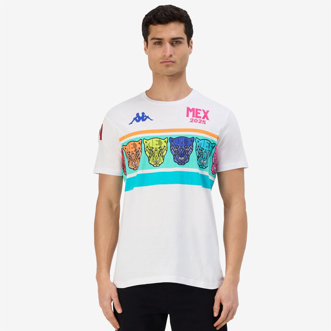 T-shirt de ski blanc pour homme avec motif imprimé main
