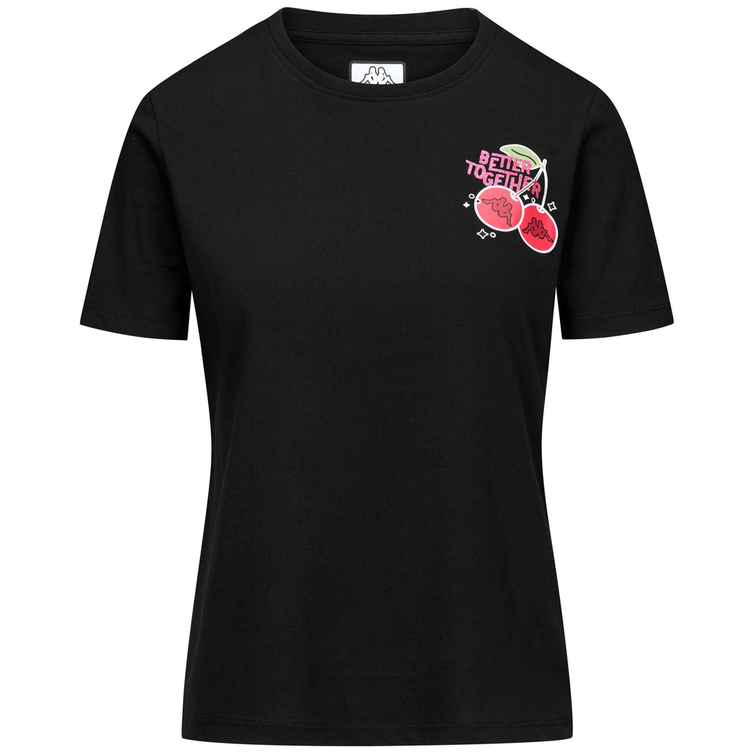 Black Women's Graphic Print T-Shirt in Jersey Fabric 01