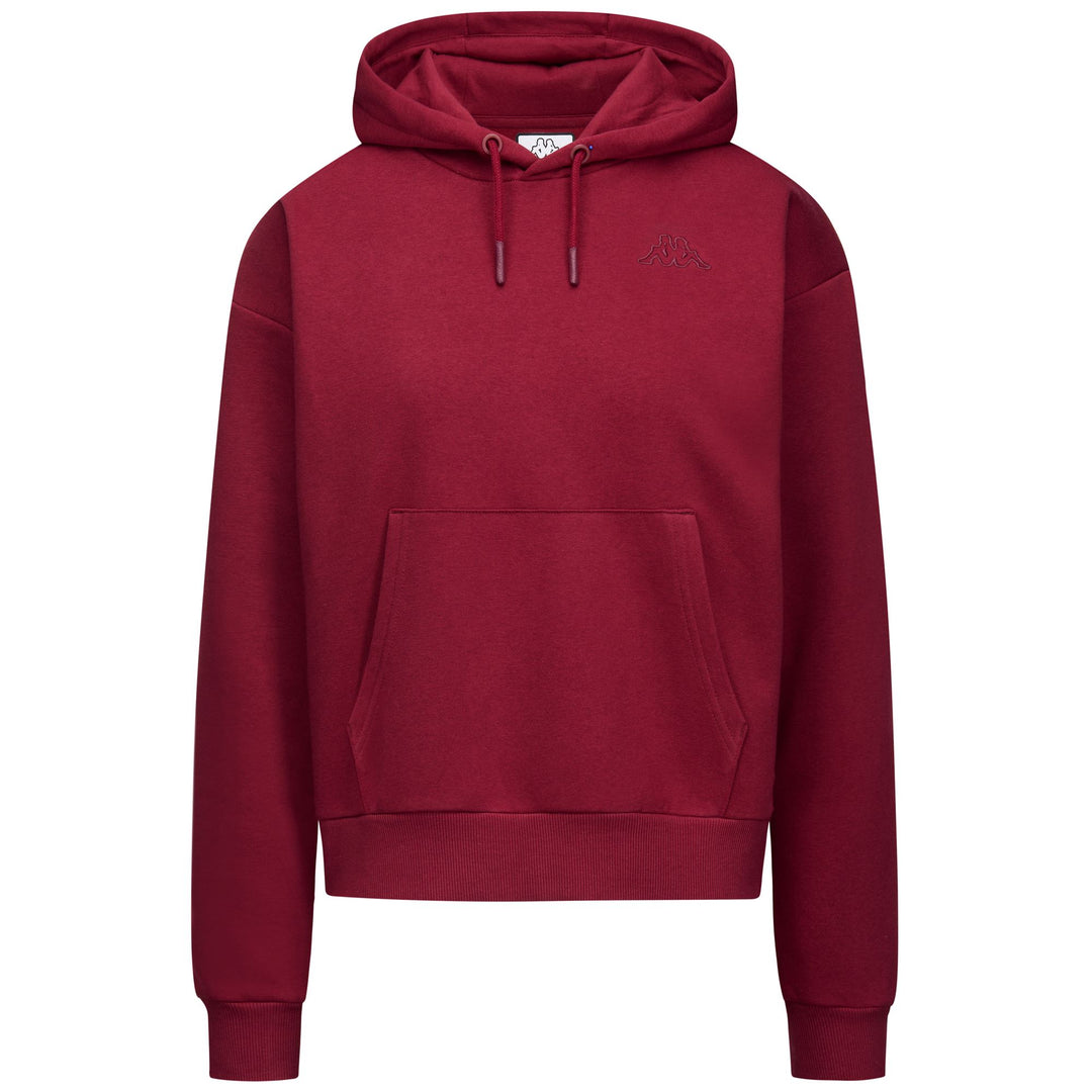 Sudadera con capucha de polar roja para mujer con bolsillo tipo canguro 01