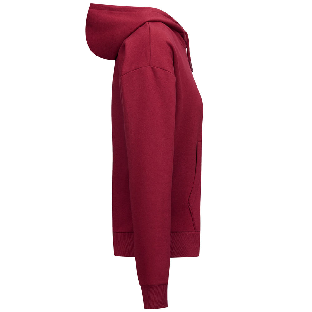 Sudadera con capucha de polar roja para mujer con bolsillo tipo canguro 02