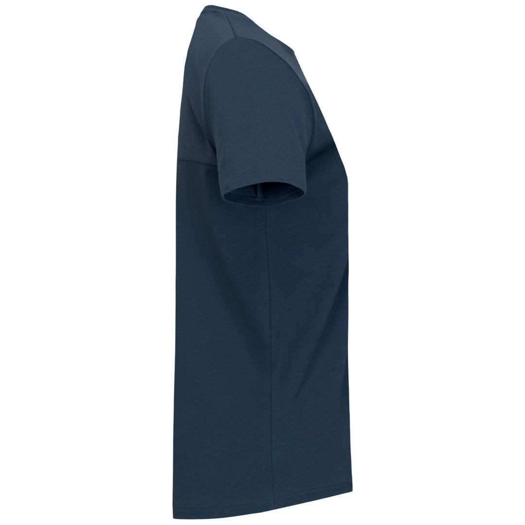 T-shirt blu da donna a vestibilità regolare con inserto in rete per l'allenamento main