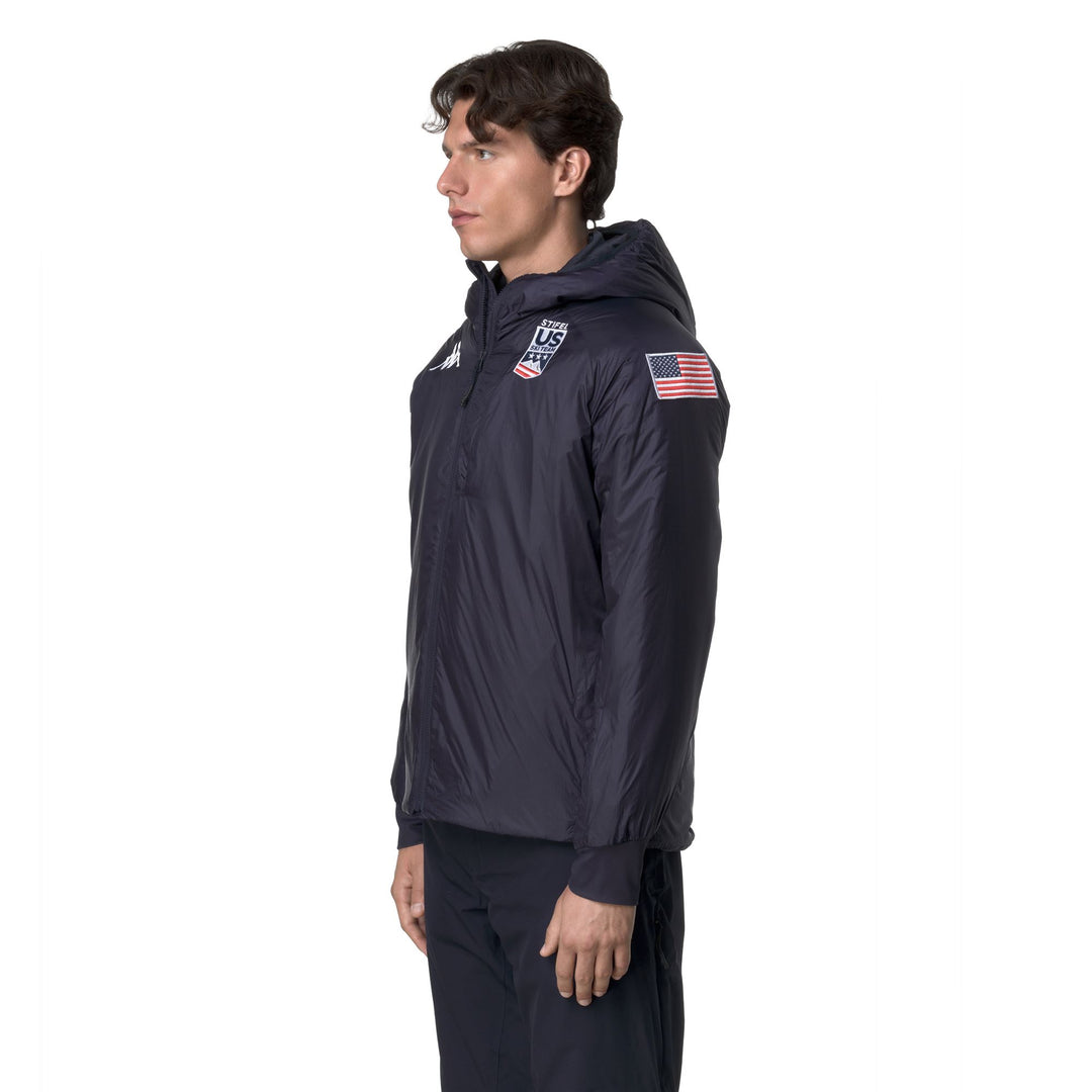 Chaqueta de esquí unisex azul aislante con capucha y bolsillos. main