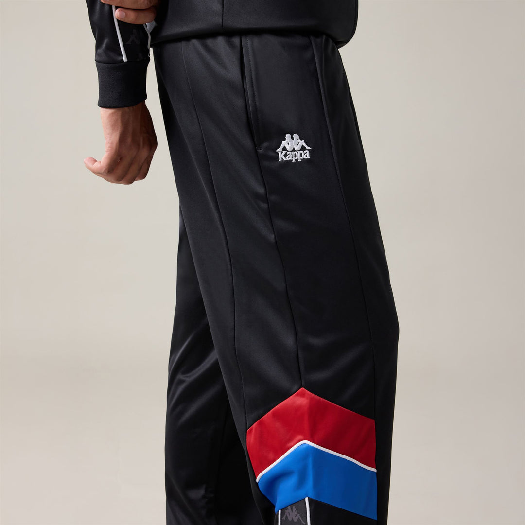 Black Men's Brushed Tricot Sport Trousers with Contrast Inserts 01