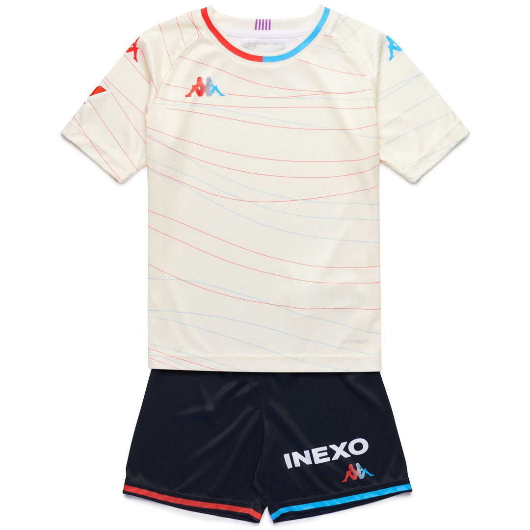 KOMBAT KIT VALLADOLID - SETS - Shorts / T-Shirt - Boy - WHITE ANTIQUE-RED-BLUE LIGHT-SPONSOR 01