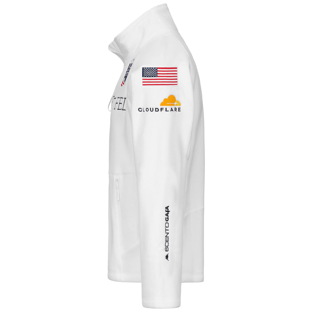 White Men's Ski Slim Fit Fleece Jacket with Windproof Collar main