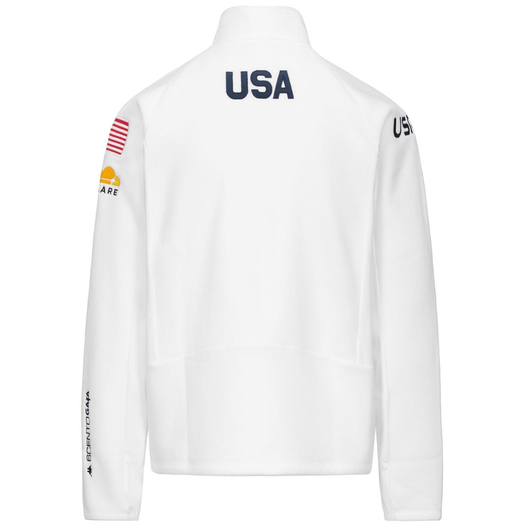 White Men's Ski Slim Fit Fleece Jacket with Windproof Collar main