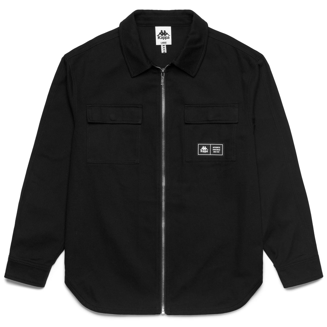 Black Men's Comfort Fit Twill Overshirt with Zip and Flap Pockets main