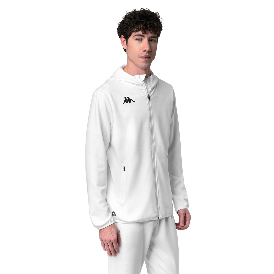 Sweat à capuche zippé blanc pour homme, coupe classique, idéal pour l'entraînement main