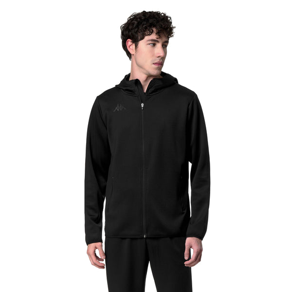 Black Men's Regular Fit Full Zip Hoodie for Training | Kappa