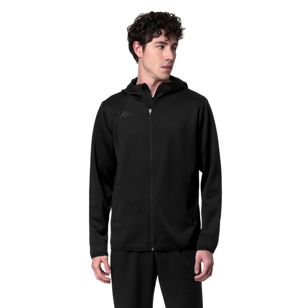 Sweat à capuche zippé noir pour homme, coupe classique, style sportswear. 01