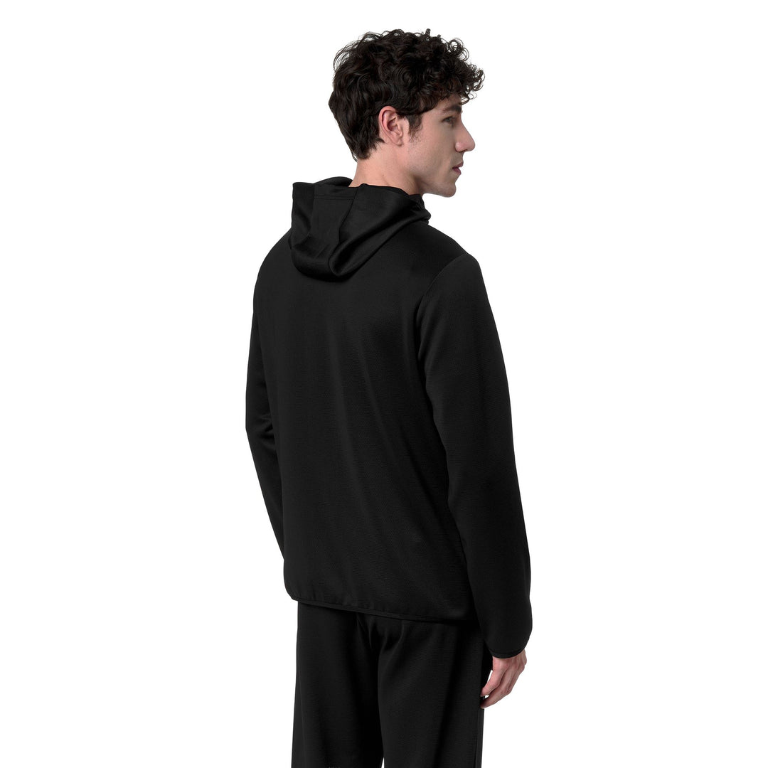 Felpa con cappuccio e zip intera da uomo vestibilità regolare nera ideale per l'allenamento main