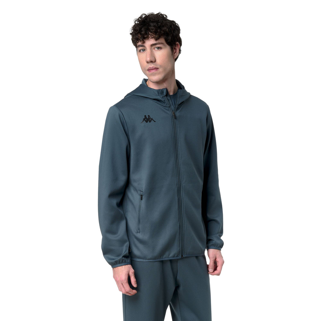 Sweat à capuche zippé bleu pour homme, coupe classique, idéal pour l'entraînement main