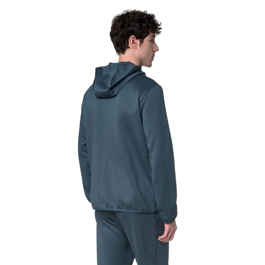 Felpa con cappuccio e zip intera da uomo vestibilità regolare blu ideale per l'allenamento main