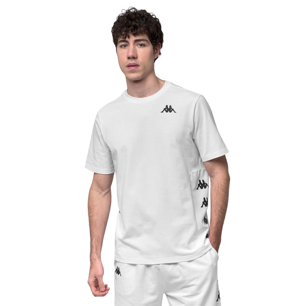 White Men's Regular Fit Cotton T-Shirt with Breathable Mesh Insert