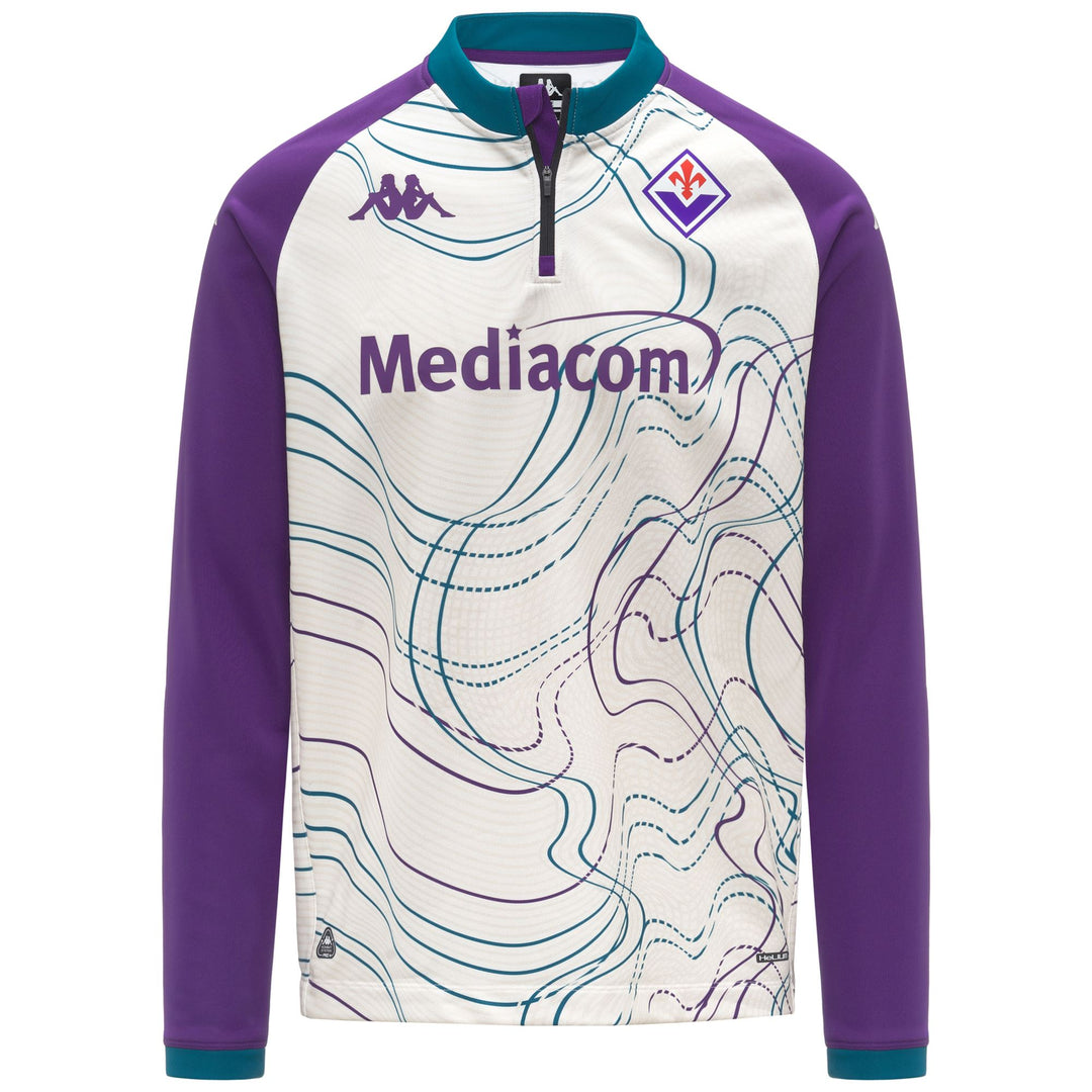 Pull d'entraînement de football ACF Fiorentina blanc pour homme, coupe ajustée 01