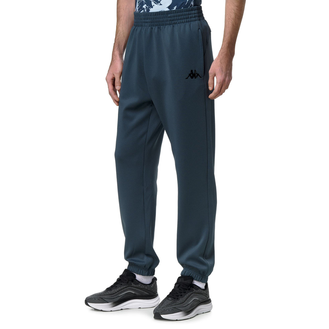 Pantalon d'entraînement bleu pour homme, coupe classique, en tissu interlock main