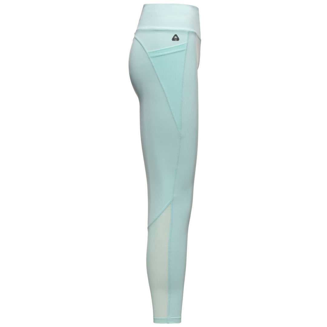 Pantalon d'entraînement moulant bleu pour femme avec empiècements en mesh main