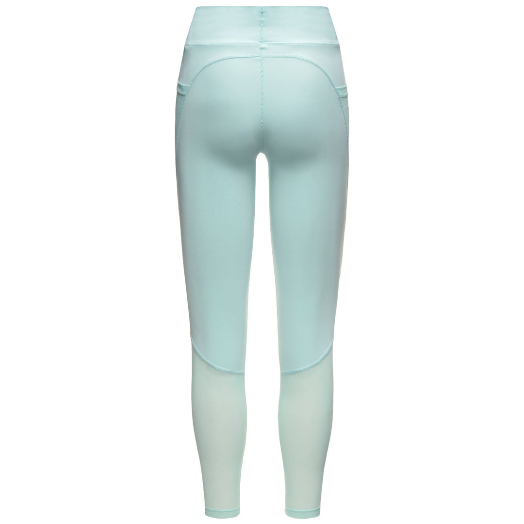 Pantalon d'entraînement moulant bleu pour femme avec empiècements en mesh main