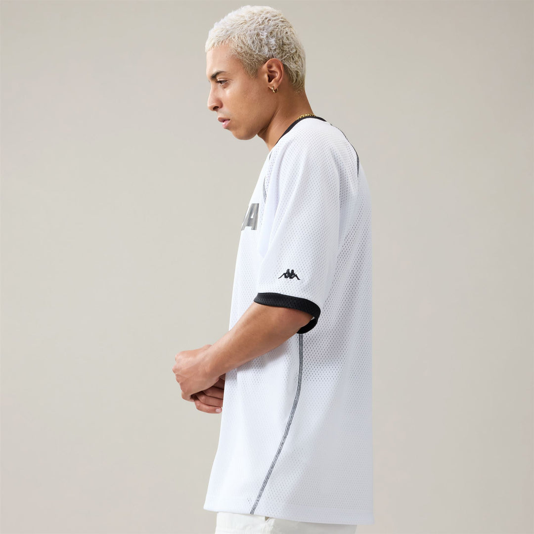 T-shirt de sport blanc pour homme, coupe confortable, en maille de polyester. main